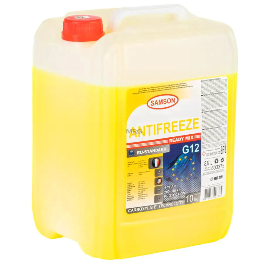 SAMSON 803375 Антифриз Samson EU-Standard G12, 10 кг (желт.) Carboxylate